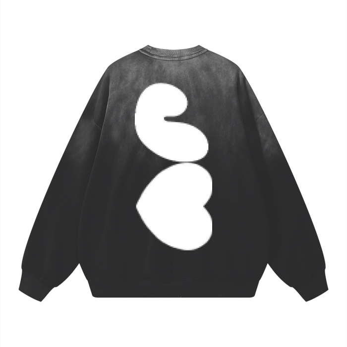 J♥ Effortless Athleisure Pure Cotton Handcrafted Monkey Wash Drop-Shoulder Sweatshirt