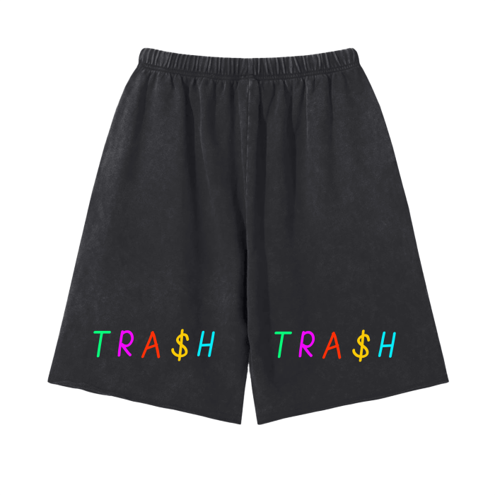 TRA$H Scattered Edge Vintage Washed Shorts - 350 GSM