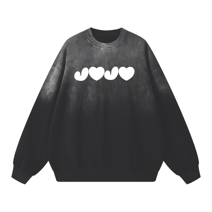 J♥ Effortless Athleisure Pure Cotton Handcrafted Monkey Wash Drop-Shoulder Sweatshirt