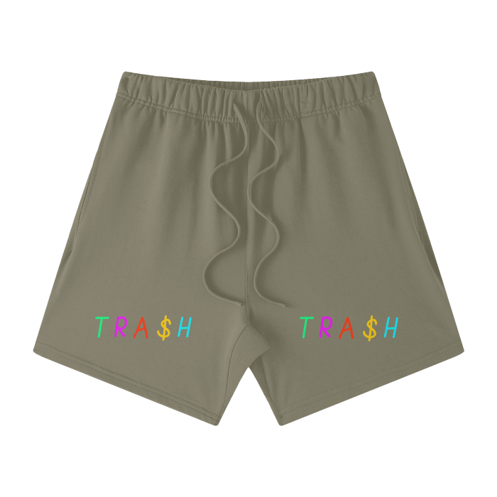 TRA$H Streetwear Unisex Heavyweight Earth Tone Loose Fit FOG 100% Cotton Shorts