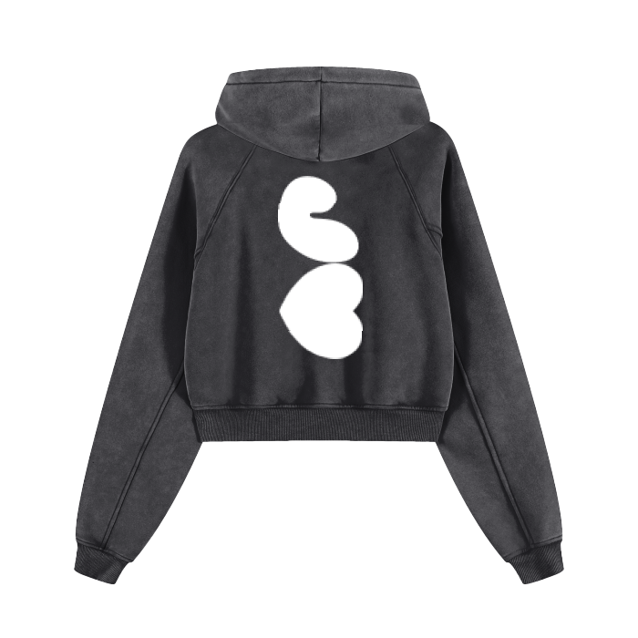 J♥J♥ Cropped Zip-Through Hoodie #RU0075