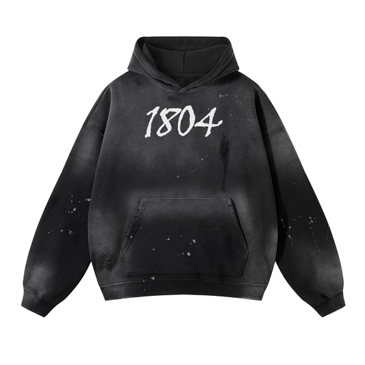 1804 Vintage Wash Frayed Fleece Hoodie - 360 GSM