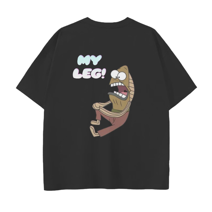 MY LEG! BLACK Drop Shoulder T-Shirt - 250 GSM