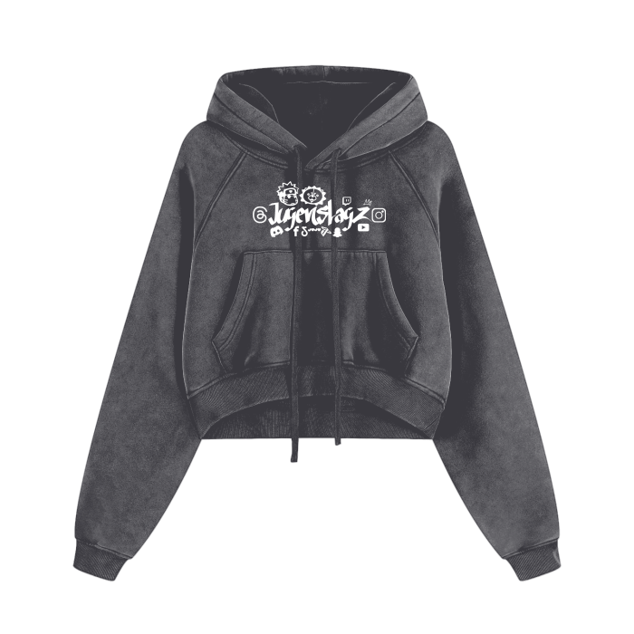 Jugenslagz channel support  Cropped Zip-Through Hoodie #RU0075