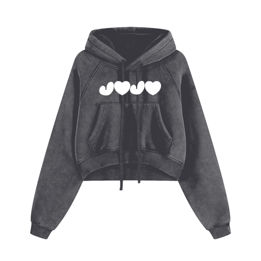 J♥J♥ Cropped Zip-Through Hoodie #RU0075