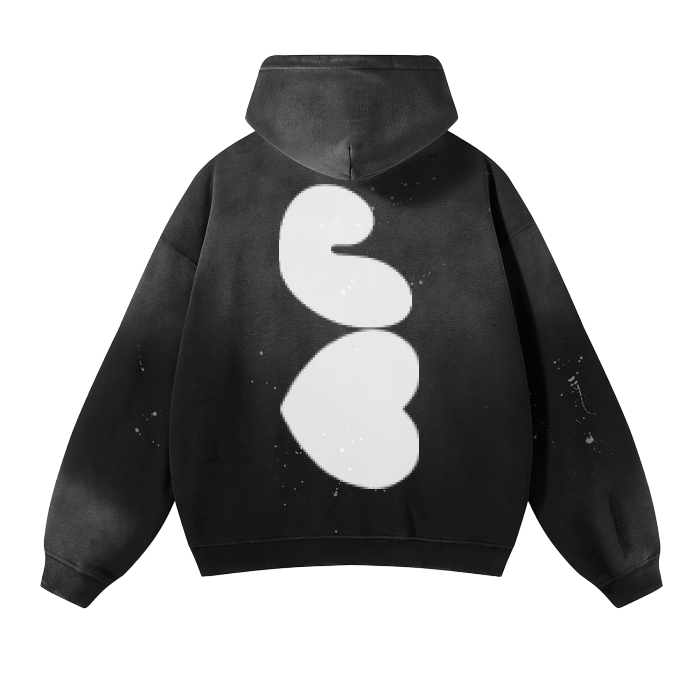 J♥J♥ Vintage Wash Frayed Fleece Hoodie - 360 GSM