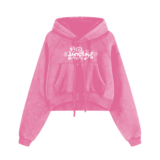 Jugenslagz channel support  Cropped Zip-Through Hoodie #RU0075