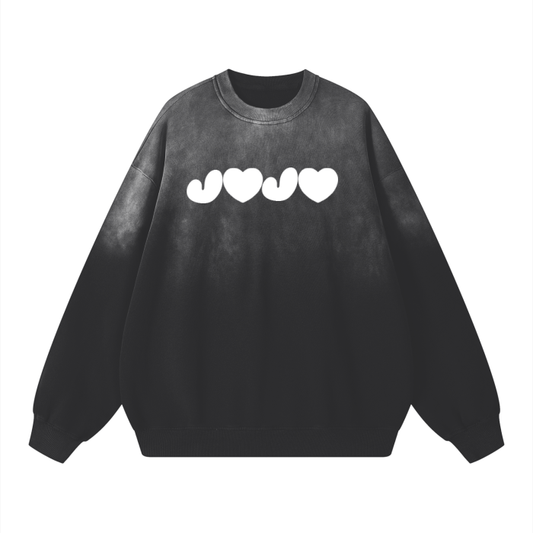 J♥ Effortless Athleisure Pure Cotton Handcrafted Monkey Wash Drop-Shoulder Sweatshirt