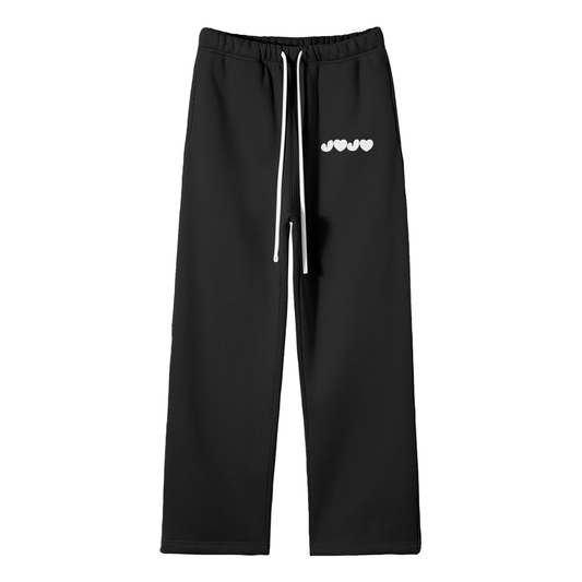 J♥J♥ Streetwear Unisex Solid Color Fleece Straight Leg Pants